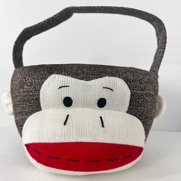 Sock Monkey Soft Bucket Basket Halloween Trick or Treat - Picture 1 of 10